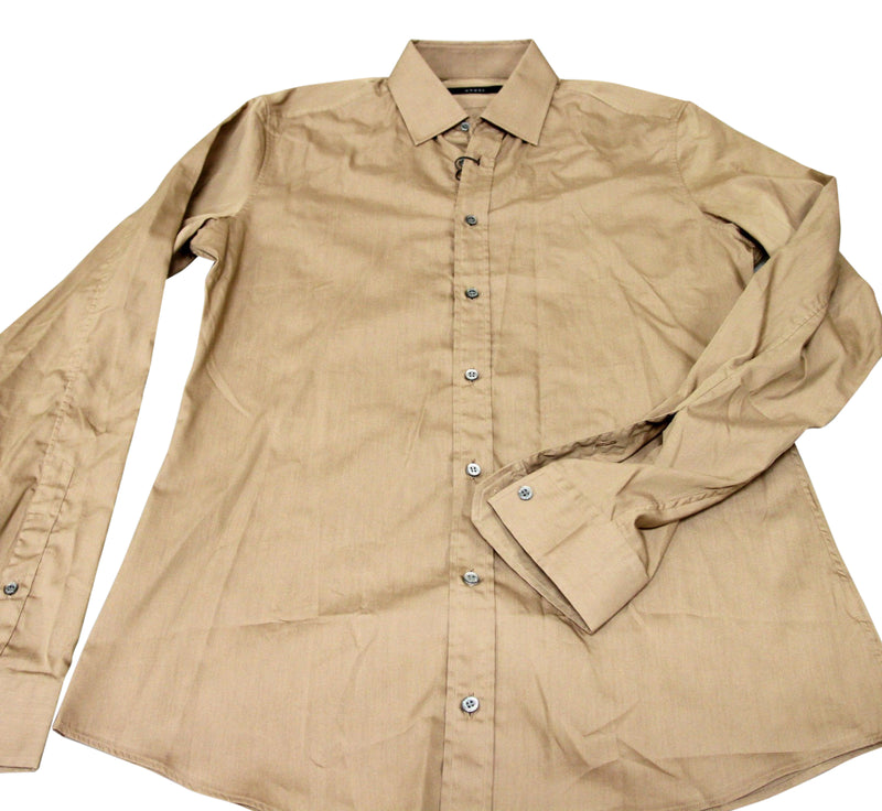 Gucci Men's Light Brown Cotton / Silk Dress Shirt (42 / 16.5)