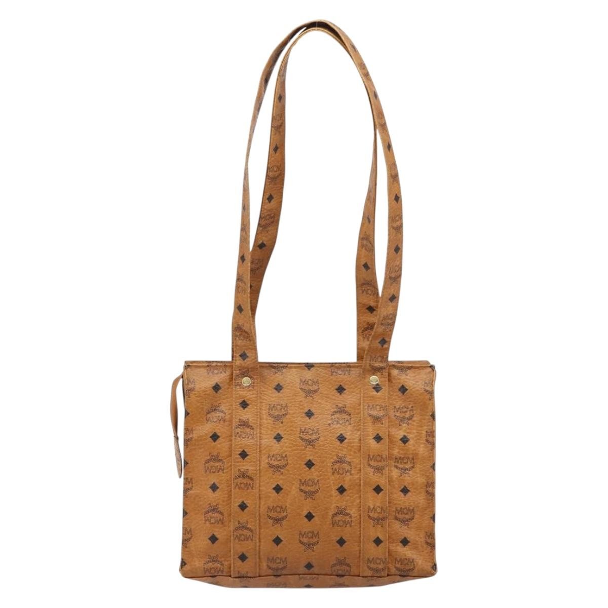 MCM Vintage Visetos Canvas Brown Canvas Tote Bag Bag (Pre-Owned)