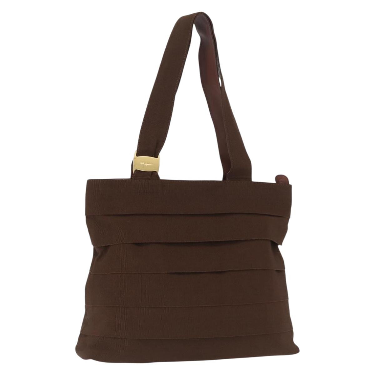 Salvatore Ferragamo Vara Tote Canvas Brown Canvas Tote Bag Bag (Pre-Owned)
