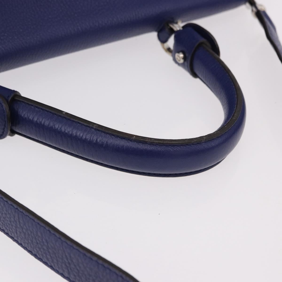 Salvatore Ferragamo Sofia Satchel Leather Blue Leather Handbag (Pre-Owned)