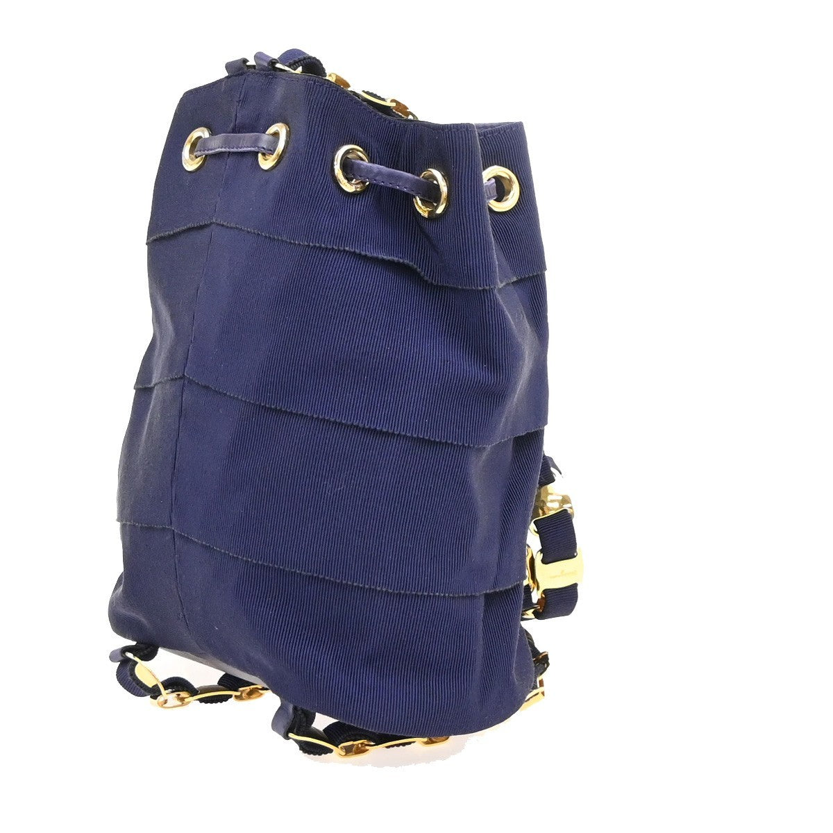 Salvatore Ferragamo Vara Chain Canvas Purple Canvas Backpack Bag (Pre-Owned)