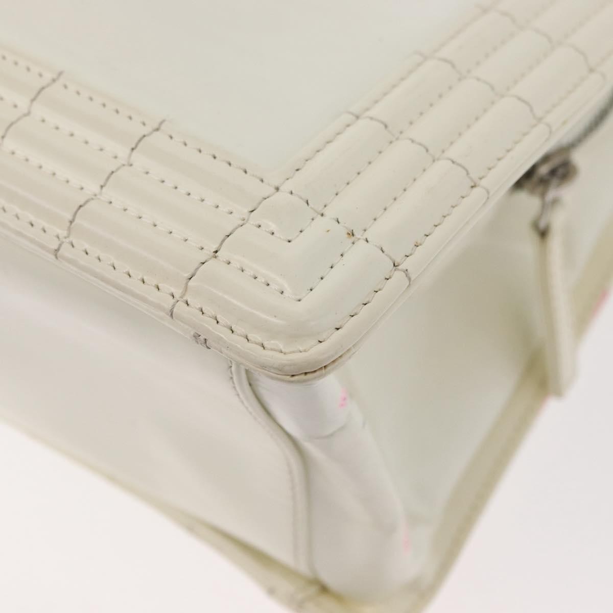 Chanel Boy Tote Glazed Calfskin White Patent_Leather Shoulder Bag Bag (Pre-Owned)