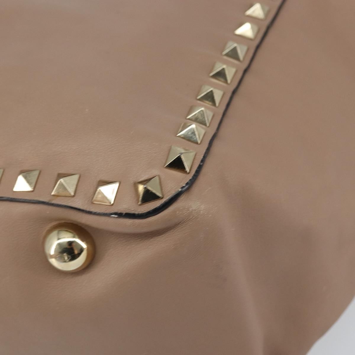 Valentino Garavani Rockstud Tote Soft Leather Beige Leather Tote Bag Bag (Pre-Owned)