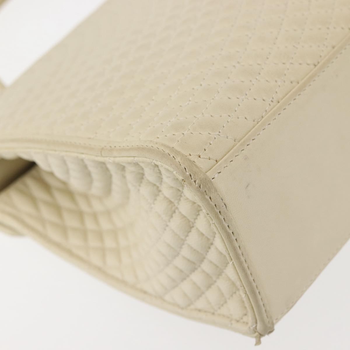 Bally Vintage Quilted Leather Beige Leather Handbag (Pre-Owned)