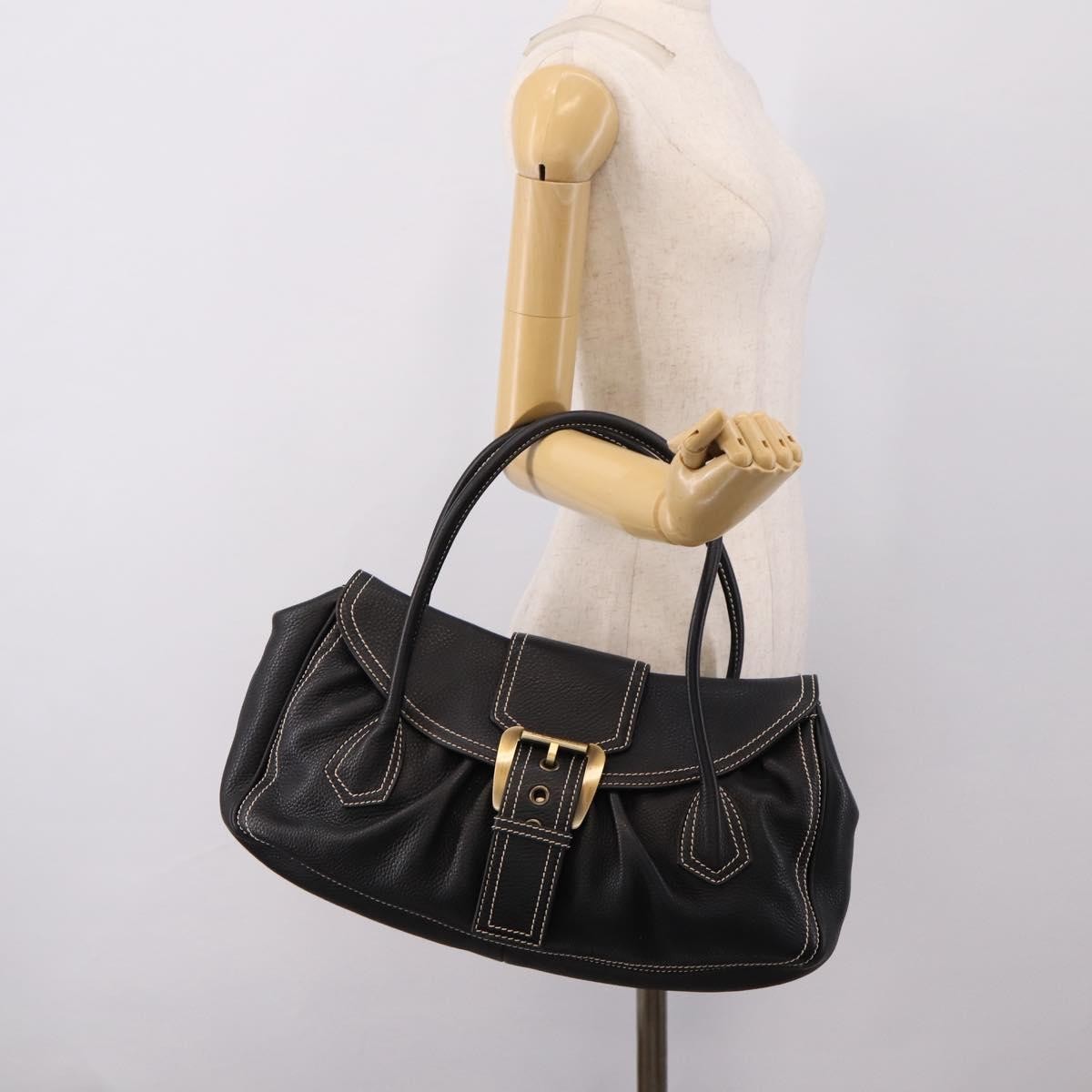 Celine Shoulder Leather Black Leather Shoulder Bag Bag (Pre-Owned)