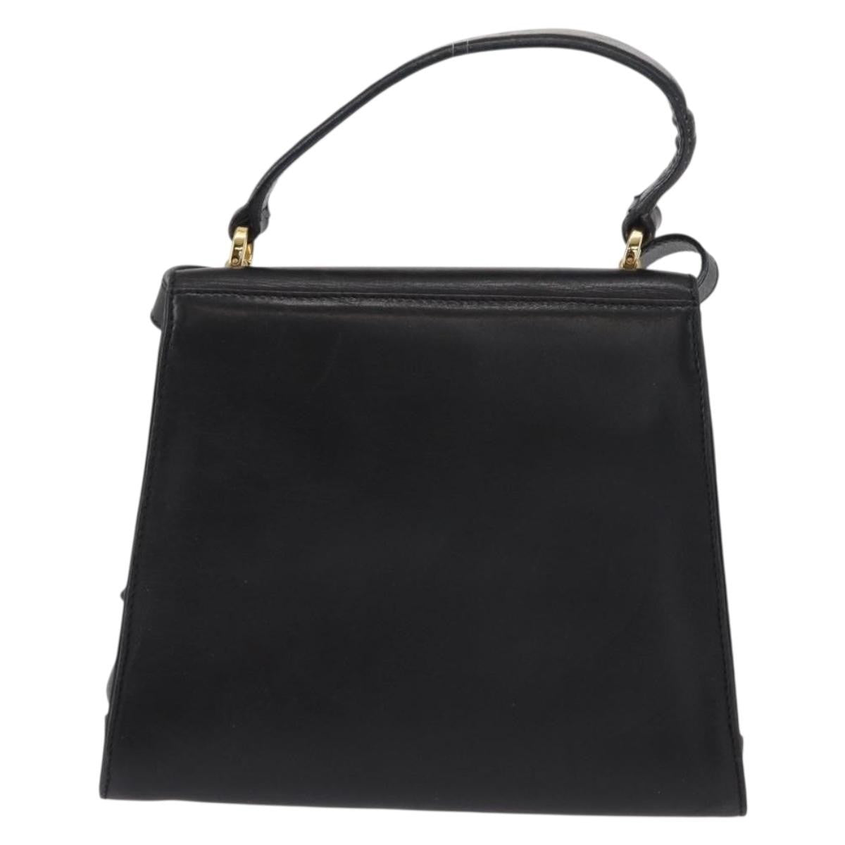 Salvatore Ferragamo Vintage Vara Bow Top Handle Leather Black Leather Handbag (Pre-Owned)