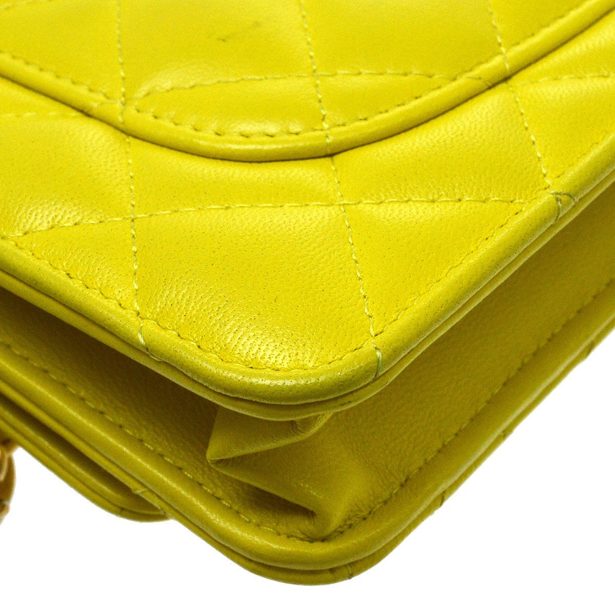 Chanel Pearl Crush Wallet On Chain Quilted Lambskin Yellow Leather Shoulder Bag Bag (Pre-Owned)
