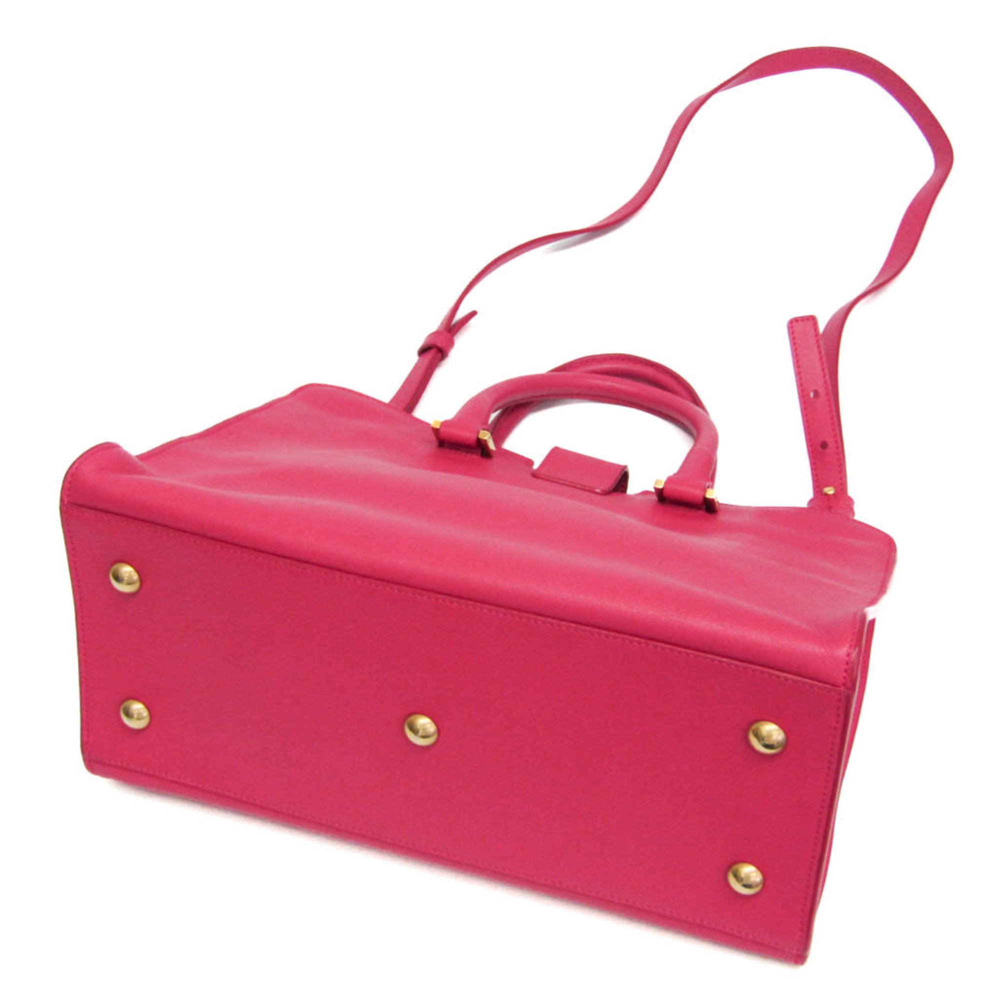 Saint Laurent Classic Y Cabas Leather Pink Leather Handbag (Pre-Owned)