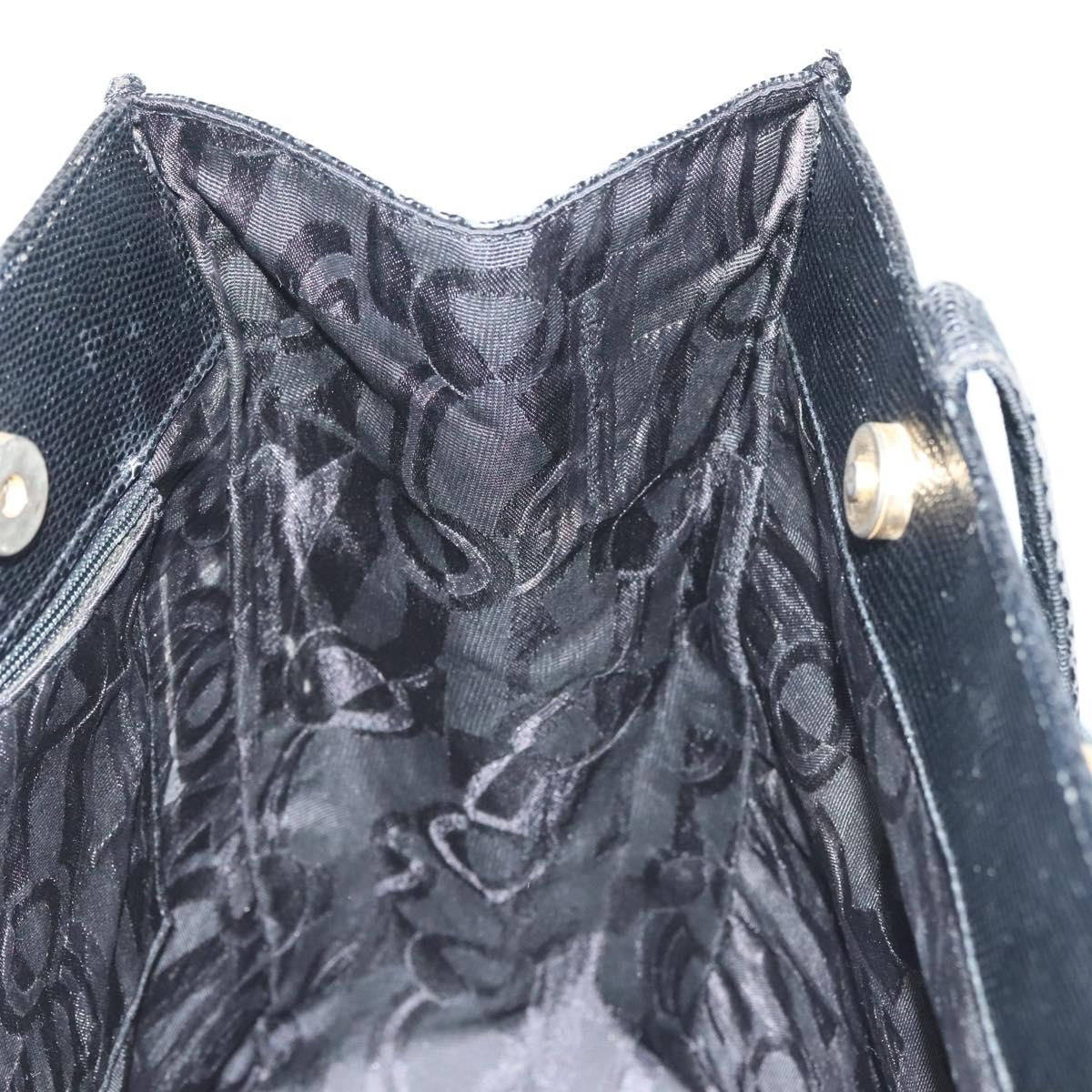 Salvatore Ferragamo Vintage Vara Bow Tote Lizard Embossed Leather Black Leather Tote Bag Bag (Pre-Owned)