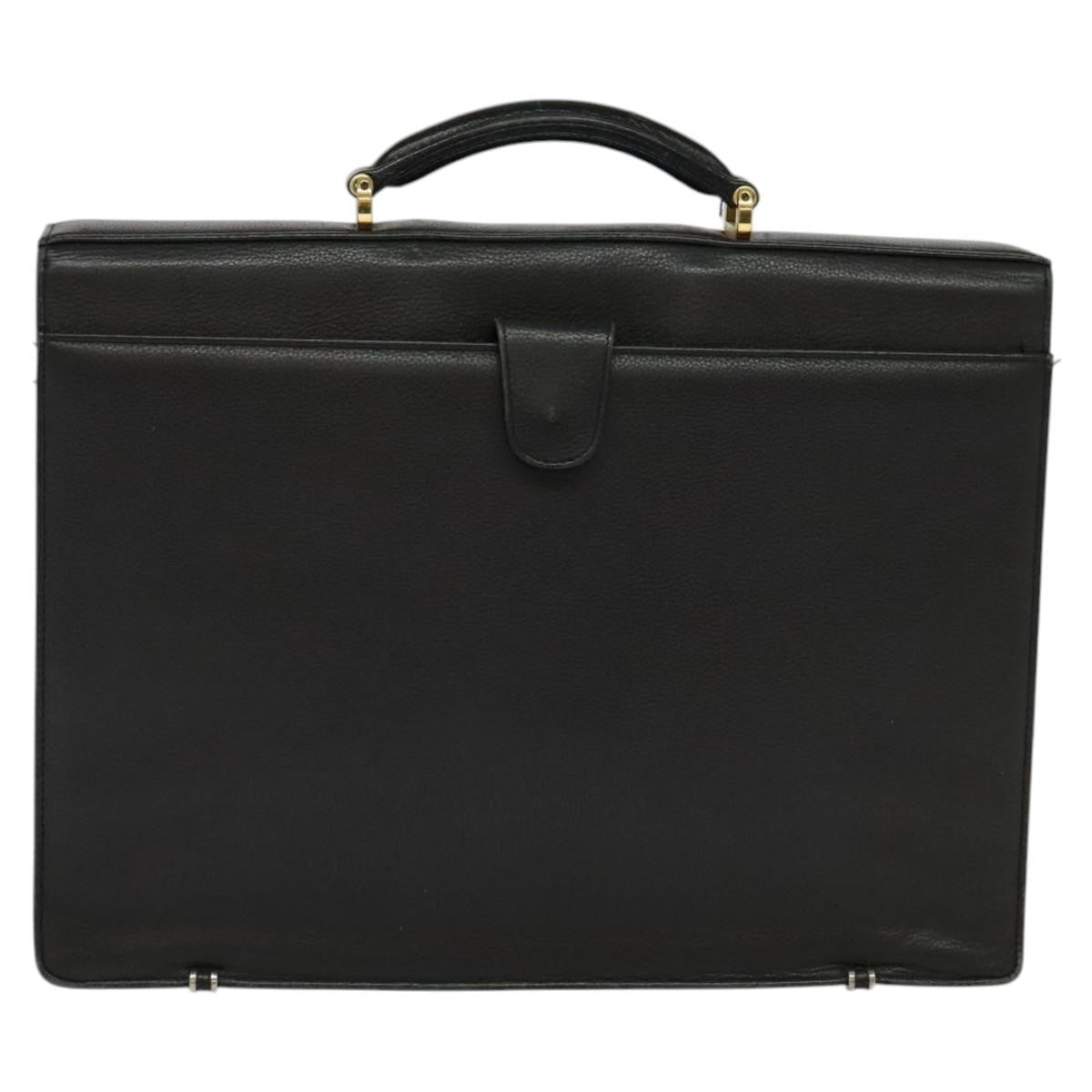 Versace Vintage Leather Black Leather Briefcase Bag (Pre-Owned)