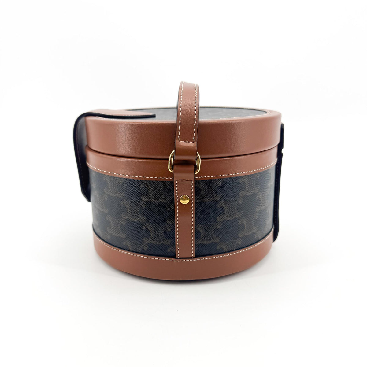 Celine Tambour Triomphe Coated Canvas Black Canvas Handbag (Pre-Owned)