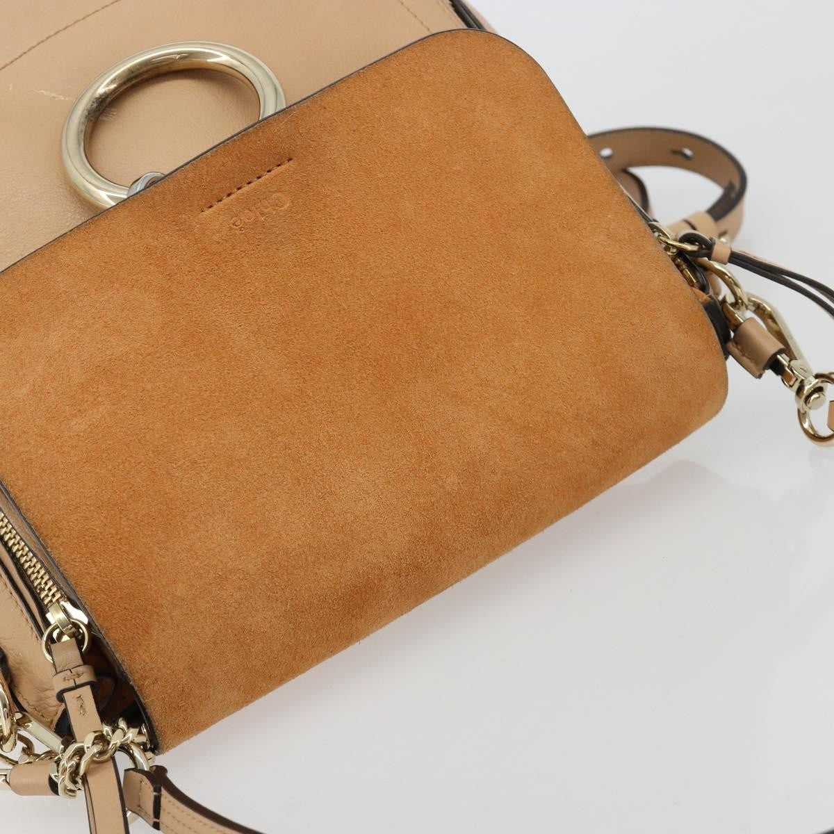 Chloe Faye Suede With Applique Beige Leather Backpack Bag (Pre-Owned)