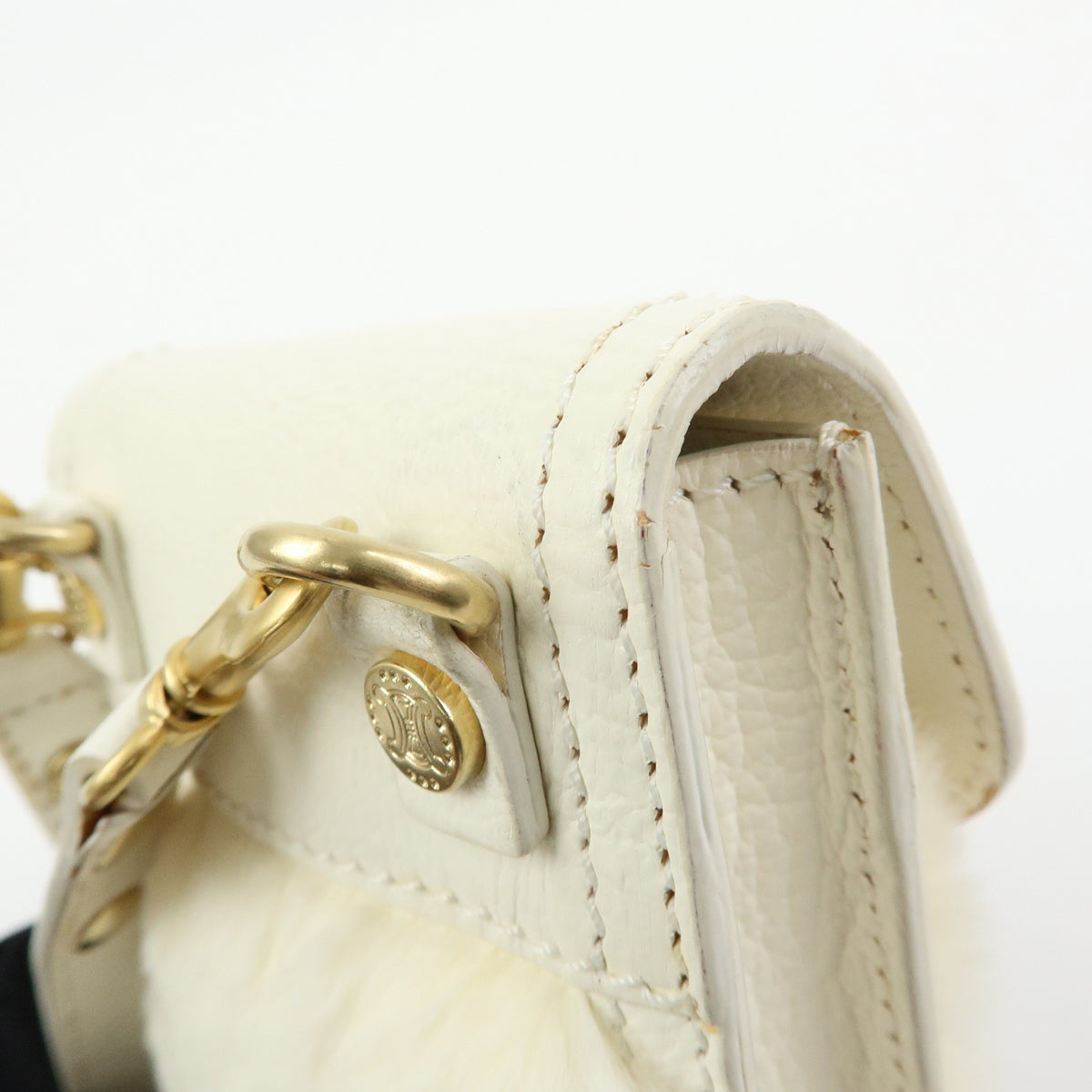 Celine Triomphe Leather Beige Leather Shoulder Bag Bag (Pre-Owned)