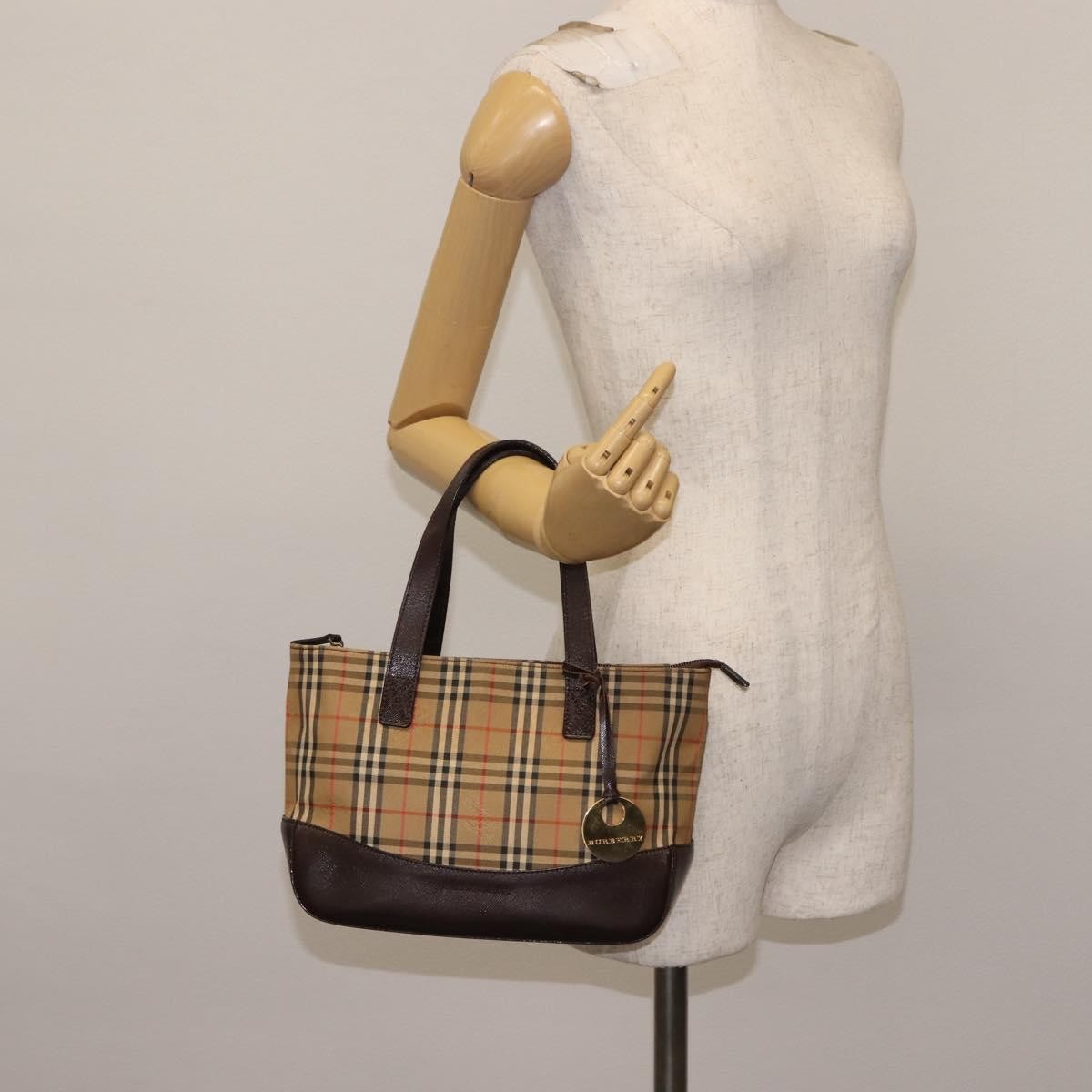 Burberry Nova Check Tote Canvas And Leather Beige Canvas Handbag (Pre-Owned)