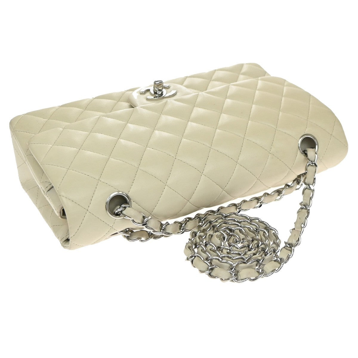 Chanel Vintage Classic Double Flap Quilted Caviar White Leather Shoulder Bag Bag (Pre-Owned)