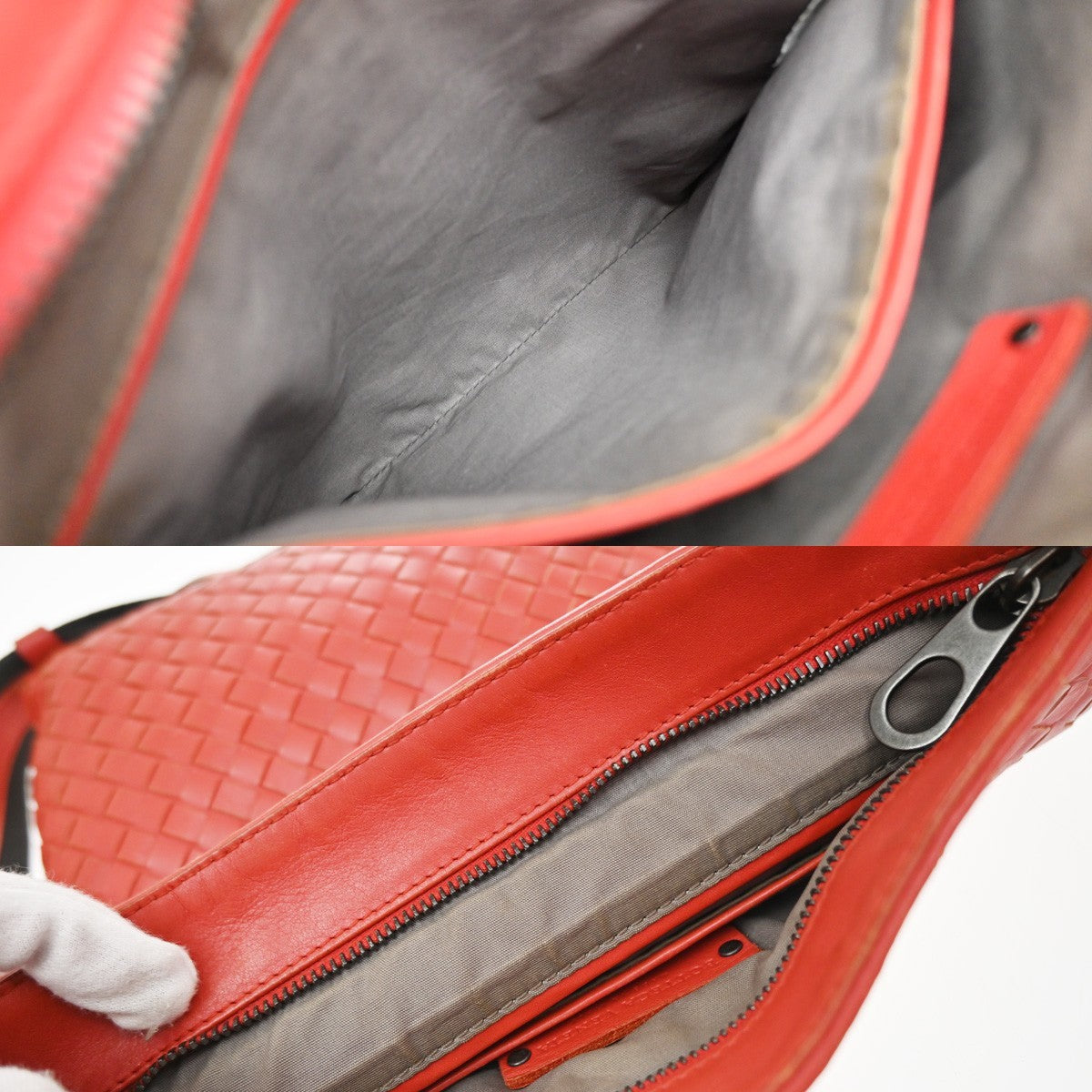 Bottega Veneta Flat Messenger Intrecciato Nappa Red Leather Crossbody Bag Bag (Pre-Owned)