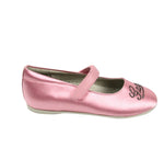 Gucci Kids Pink Satin "Daisy" Ballet Flat With Strass