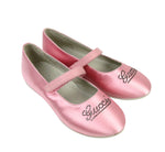 Gucci Kids Pink Satin "Daisy" Ballet Flat With Strass