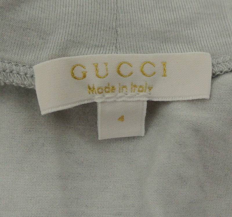 Gucci Kids Grey Long Sleeve Cashmere Turtle Neck Top Shirt With Script (Size 4)