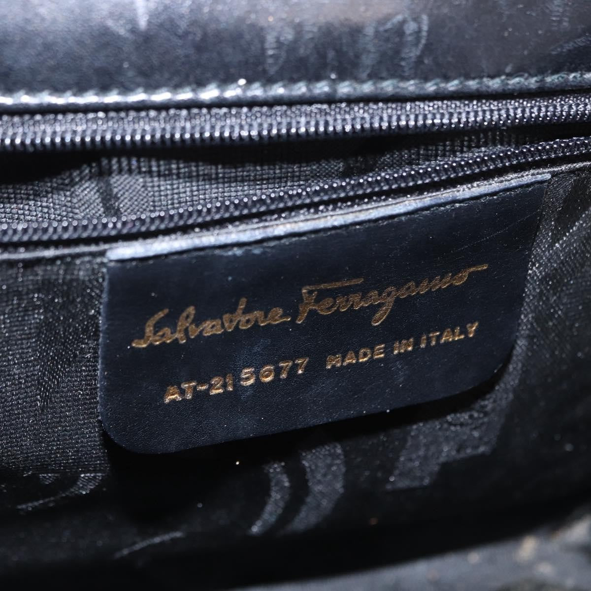 Salvatore Ferragamo Vintage Vara Bow Top Handle Leather Black Leather Handbag (Pre-Owned)