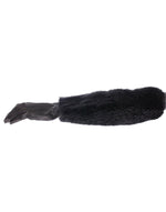 Dolce & Gabbana Black Beaver Fur Lambskin Leather Elbow Women's Gloves