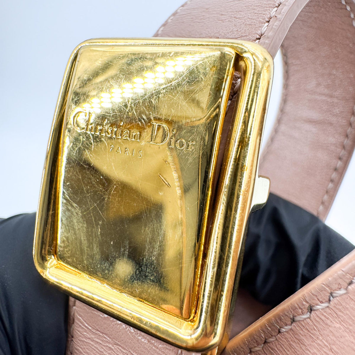 Christian Dior 30 Montaigne Flap Leather Beige Leather Handbag (Pre-Owned)