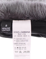 Dolce & Gabbana Elegant Gray Mink Fur Leather Elbow Women's Gloves