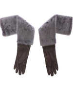 Dolce & Gabbana Gray Mink Fur Lambskin Suede Leather Women's Gloves