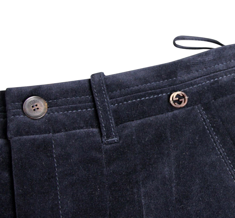 Gucci Women's Interlocking G Blue Cotton Modal Elastane Velveteen Skirt with 2 Pocket (38)