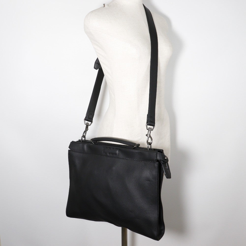 Fendi Peekaboo Iconic Fit Leather Black Leather Briefcase Bag (Pre-Owned)
