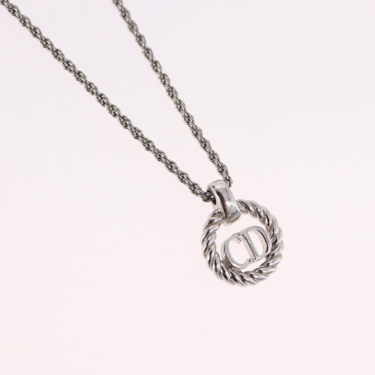 Christian Dior Vintage Circle Pendant Metal Silver Metal Necklace Jewelry (Pre-Owned)