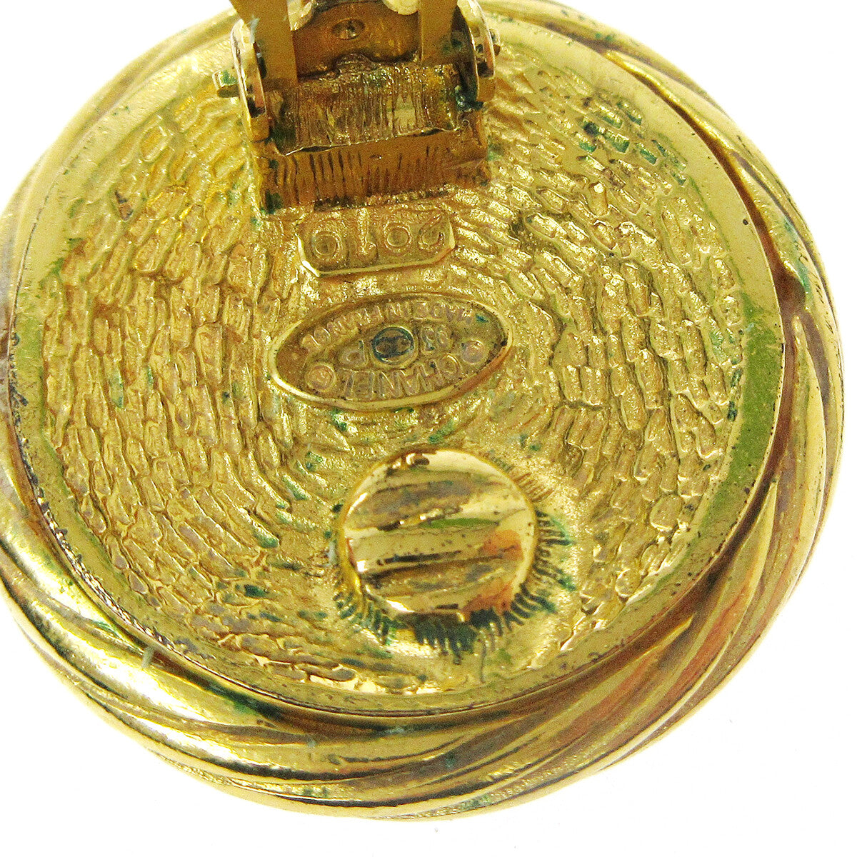 Chanel Cc Button Clip-On Metal Gold Gold_Plated Earrings Jewelry (Pre-Owned)