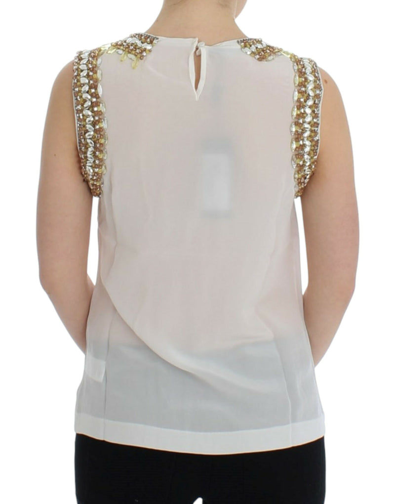 Dolce & Gabbana White crystal embellished tank Women's top