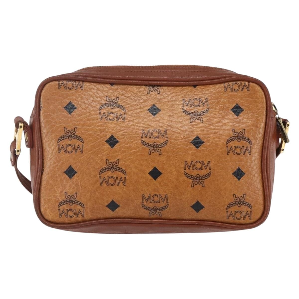MCM Visetos Canvas And Leather Brown Canvas Shoulder Bag Bag (Pre-Owned)