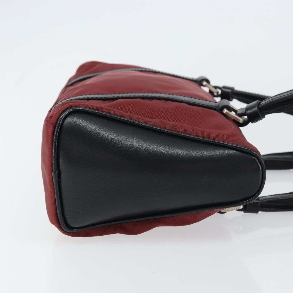 Prada Vintage Zip Tessuto Burgundy Nylon Handbag (Pre-Owned)