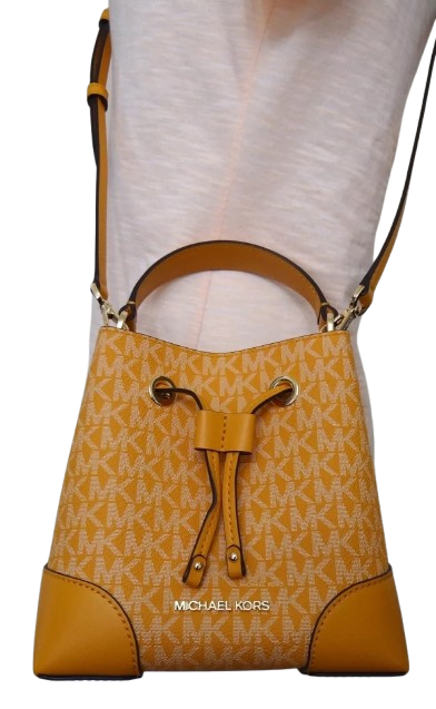 Michael Kors Mercer Gallery XS Convertible Bucket MK Signature Crossbody Bag