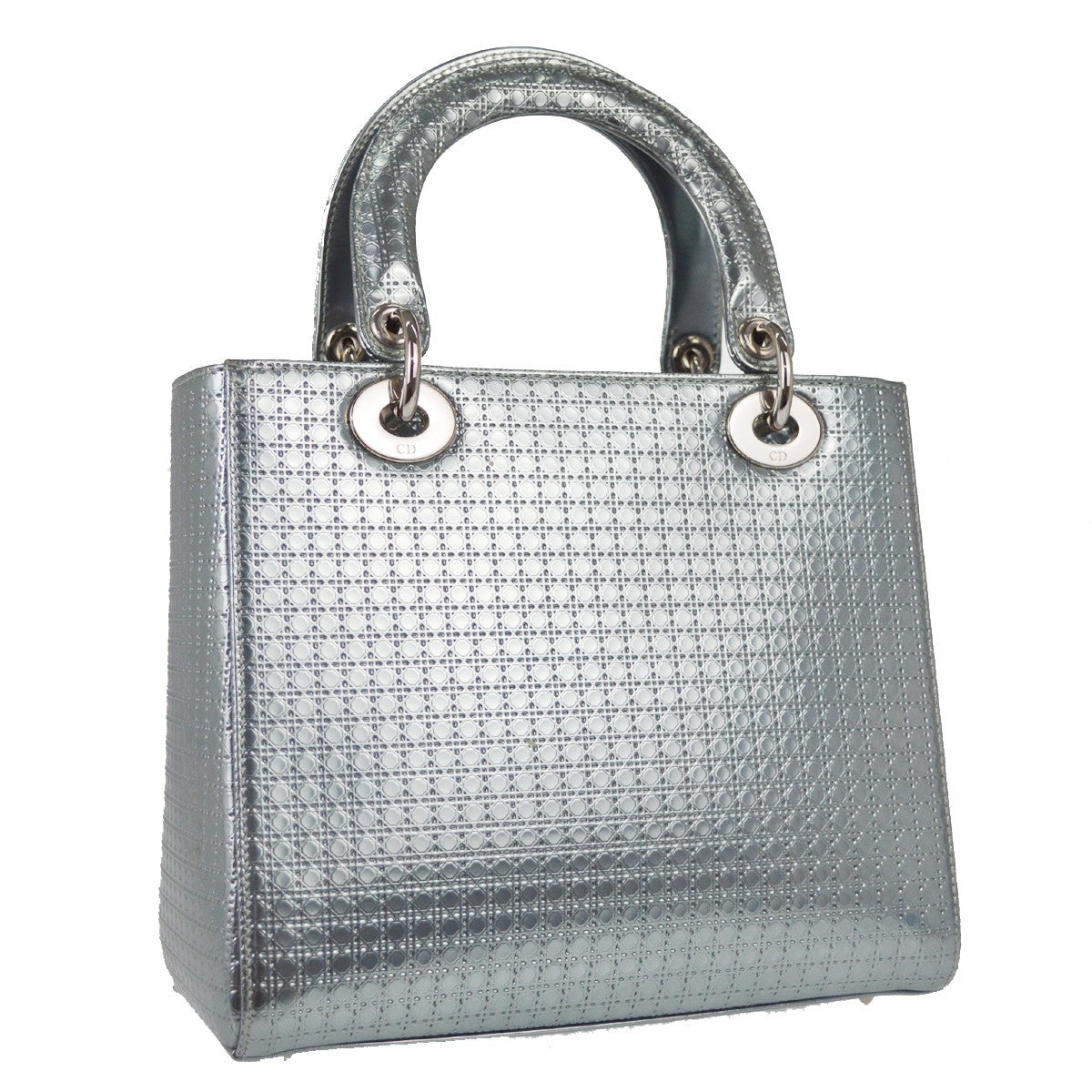 Christian Dior Lady Dior Micro Cannage Metallic Calfskin Metallic Leather Handbag (Pre-Owned)