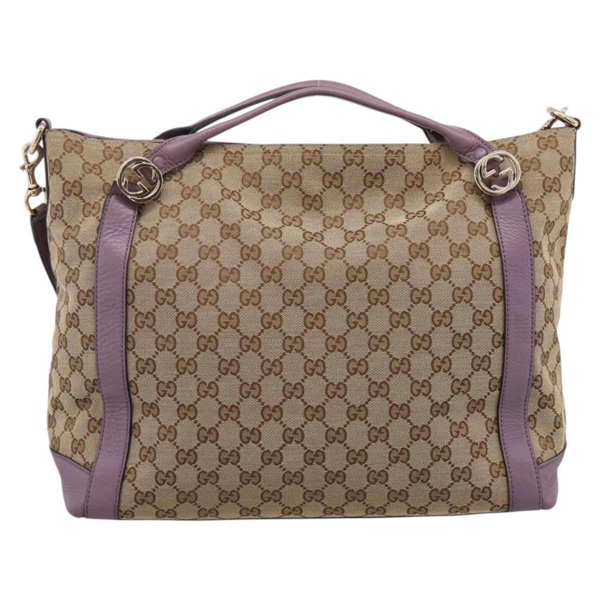 Gucci Shoulder Canvas Beige Canvas Shoulder Bag Bag (Pre-Owned)