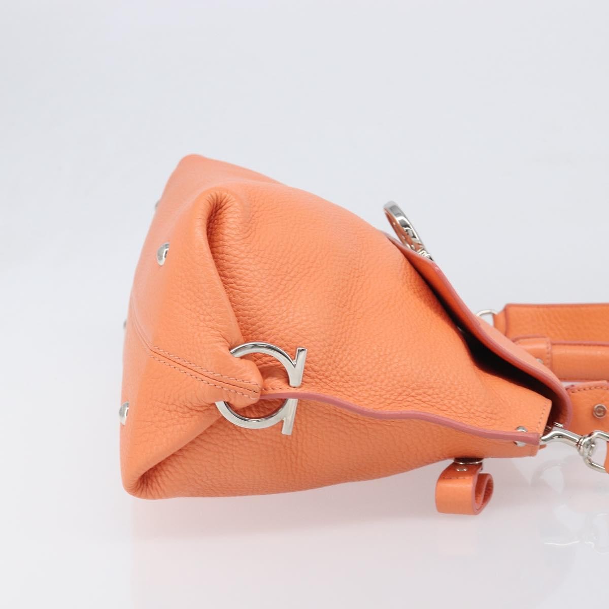 Salvatore Ferragamo Sofia Satchel Leather Orange Leather Handbag (Pre-Owned)
