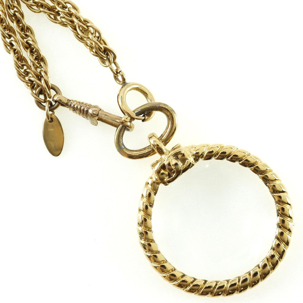 Chanel Vintage Double Cc Pendant Metal Gold Gold_Plated Jewelry (Pre-Owned)