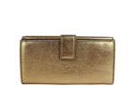 Alexander McQueen Women's Gold Metallic Leather Flap With Skull Wallet