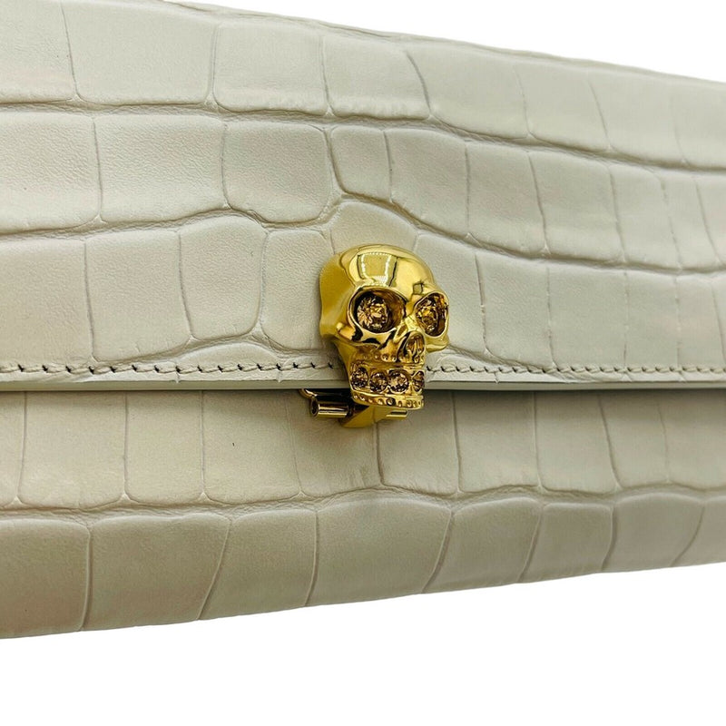 Alexander McQueen Off White Croc-embossed Leather Skull Wallet