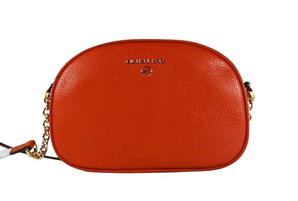 Michael Kors Jet Set Charm Small Pebbled Leather Oval Camera Crossbody Bag
