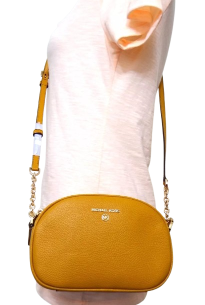 Michael Kors Jet Set Charm Small Pebbled Leather Oval Camera Crossbody Bag