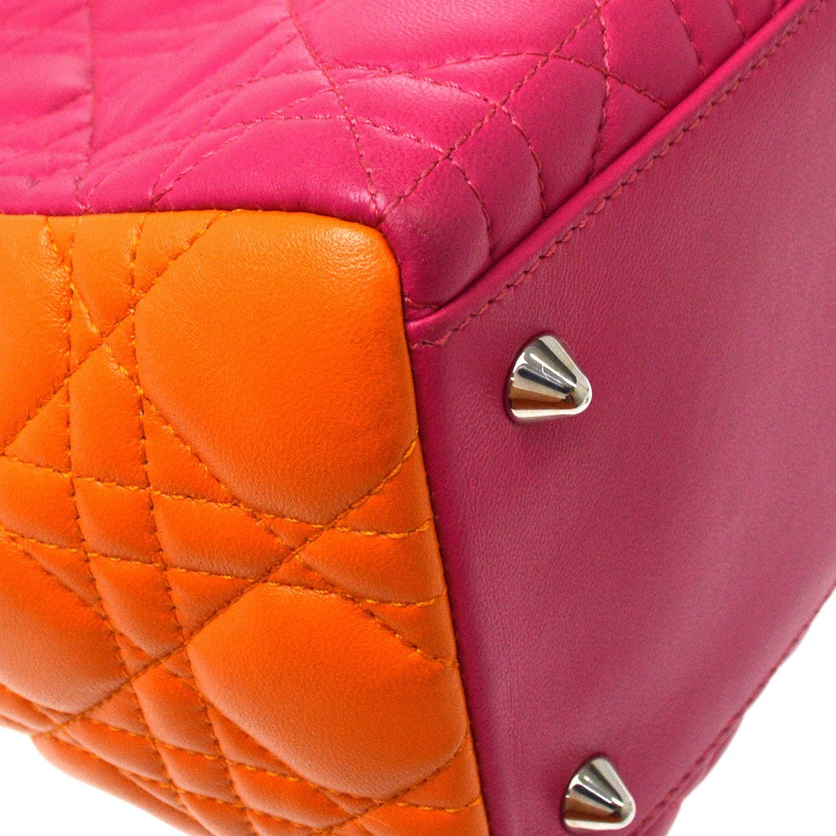 Christian Dior Tricolor Lady Dior Cannage Quilt Leather Multicolour Leather Handbag (Pre-Owned)