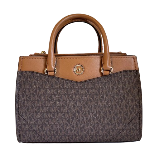 Michael Kors Everly Medium Brown MK LOGO Crossbody Satchel Bag