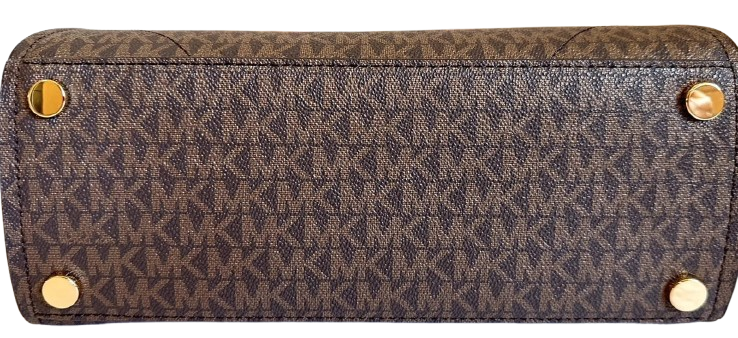 Michael Kors Everly Medium Brown MK LOGO Crossbody Satchel Bag