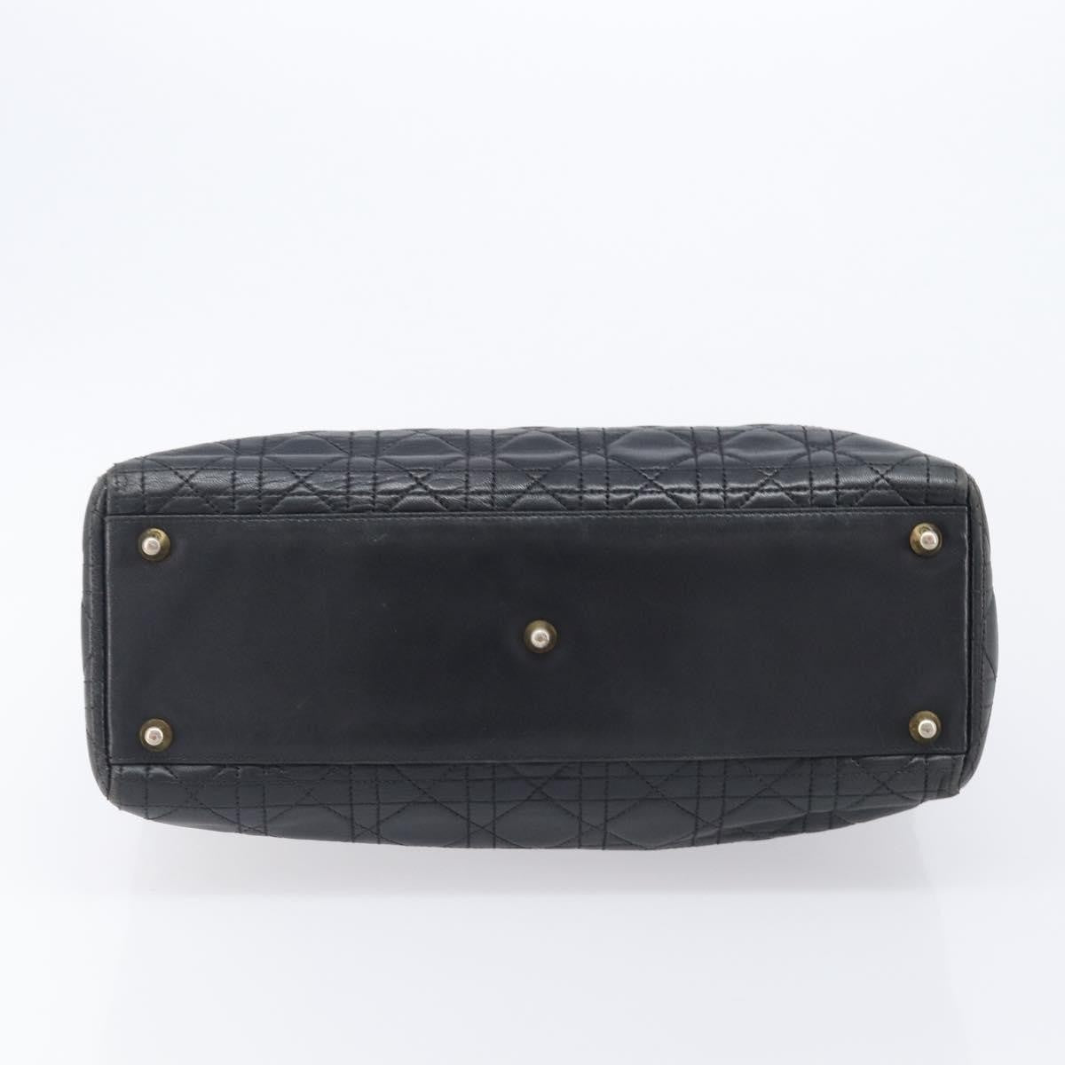Christian Dior Vintage Lady Dior Cannage Quilt Lambskin Black Leather Handbag (Pre-Owned)