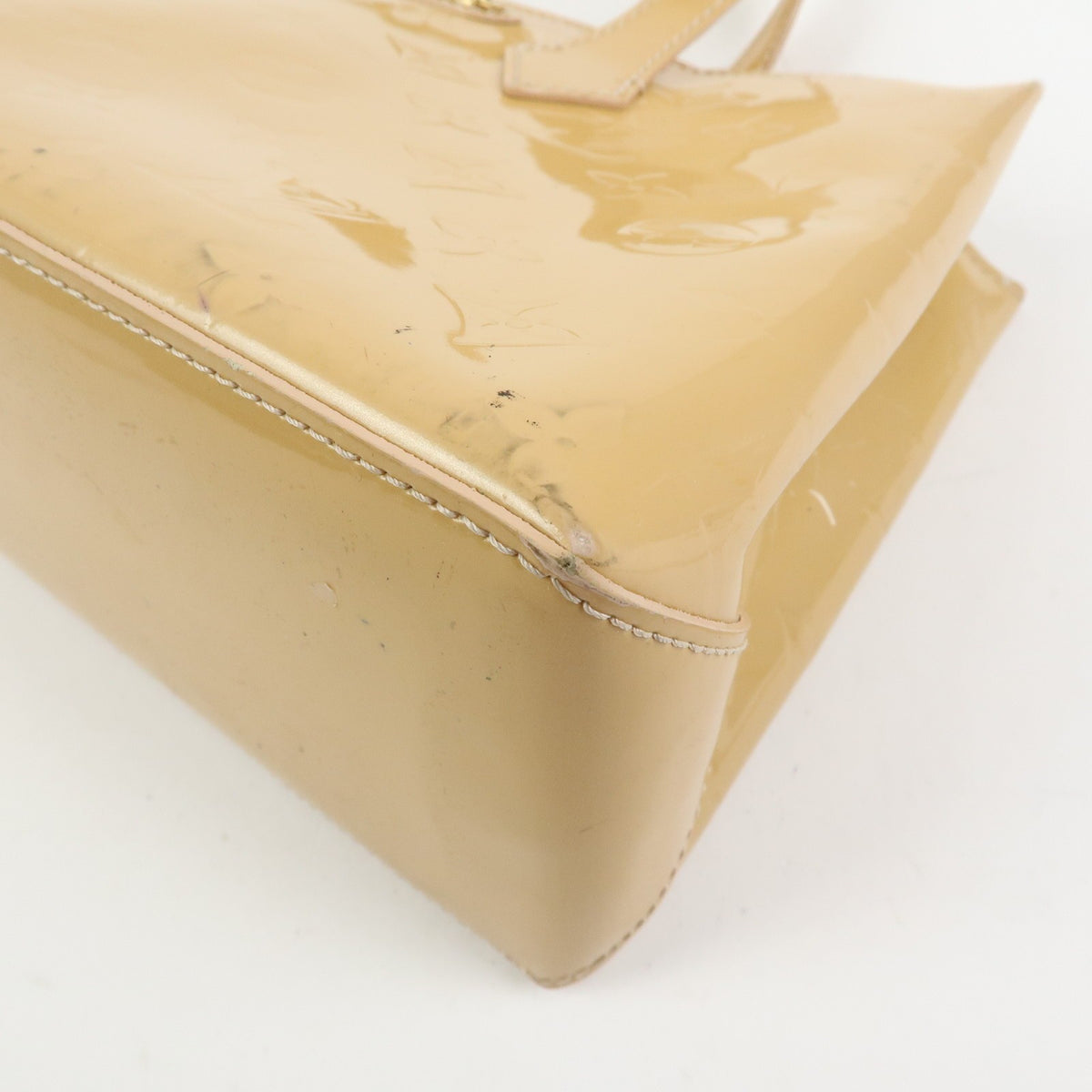 Louis Vuitton Wilshire Monogram Vernis Beige Patent_Leather Handbag (Pre-Owned)