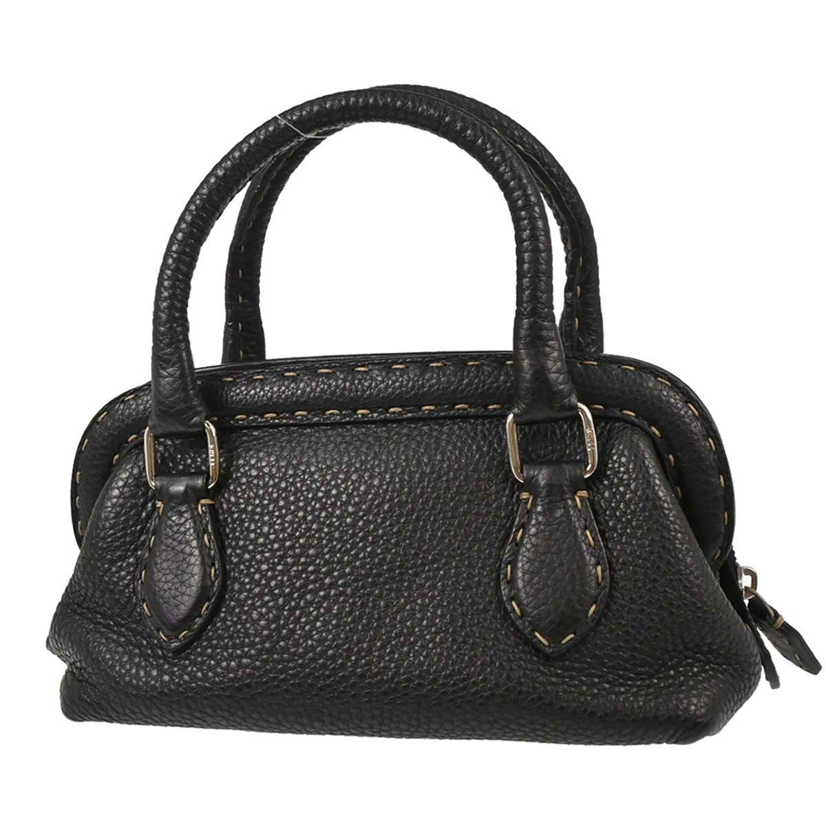 Fendi Selleria Frame Doctor Leather Black Leather Handbag (Pre-Owned)